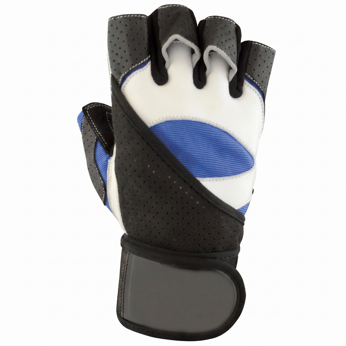 Murbie Iron I3 blue and white weightlifting glove with wrist wrap