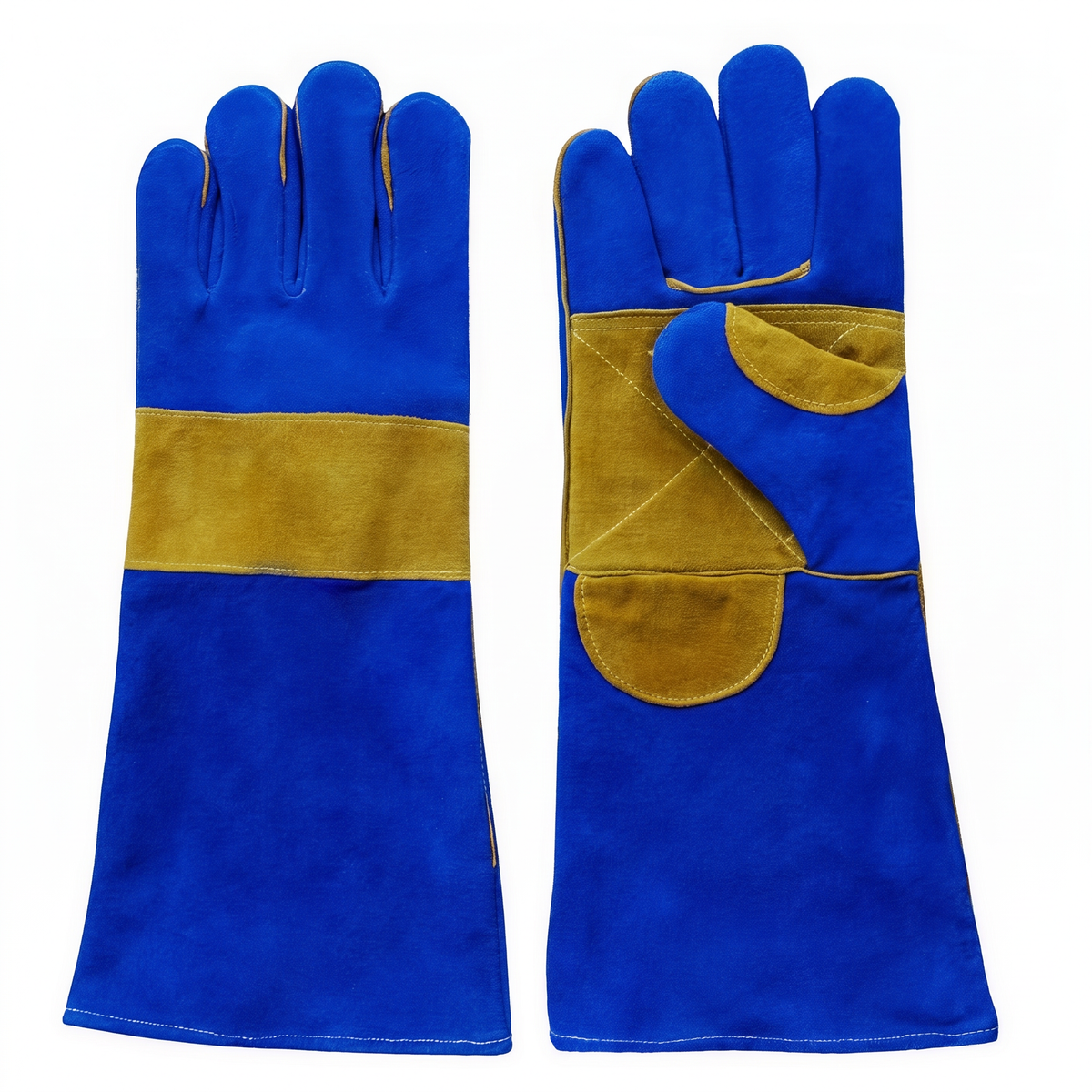Murbie Forge S1 stick welding gloves back and palm side by side