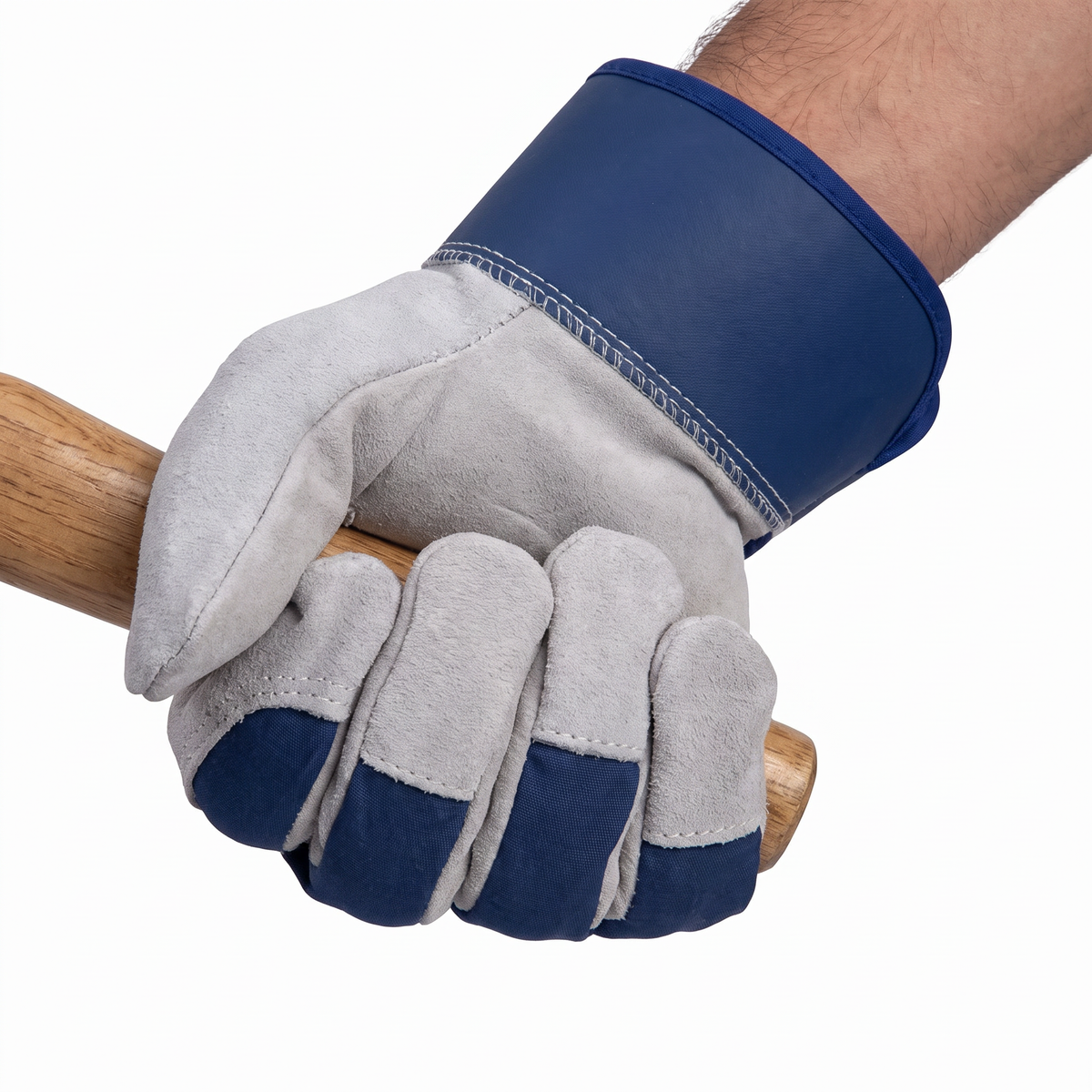 Hand wearing the Murbie Haul L3 leather palm gloves at work