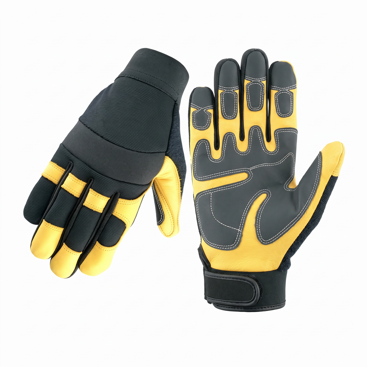 Murbie Torque M1 deerskin mechanic gloves back and palm side by side