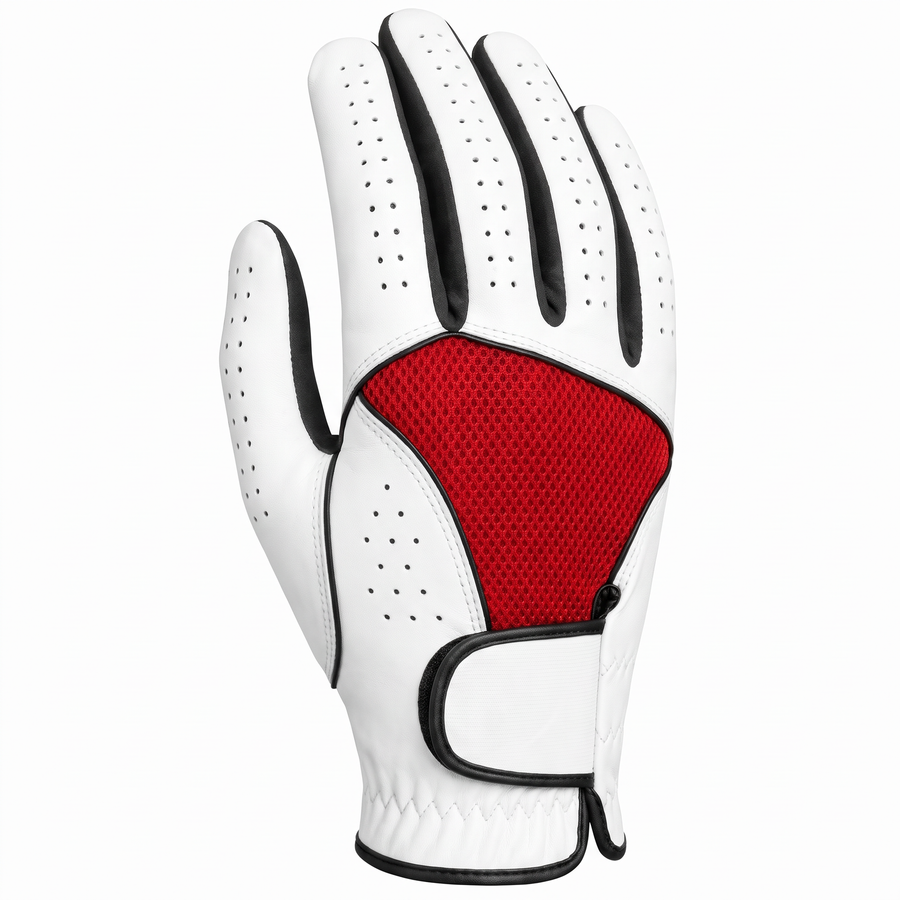Murbie Fairway G1 white golf glove with red mesh back panel