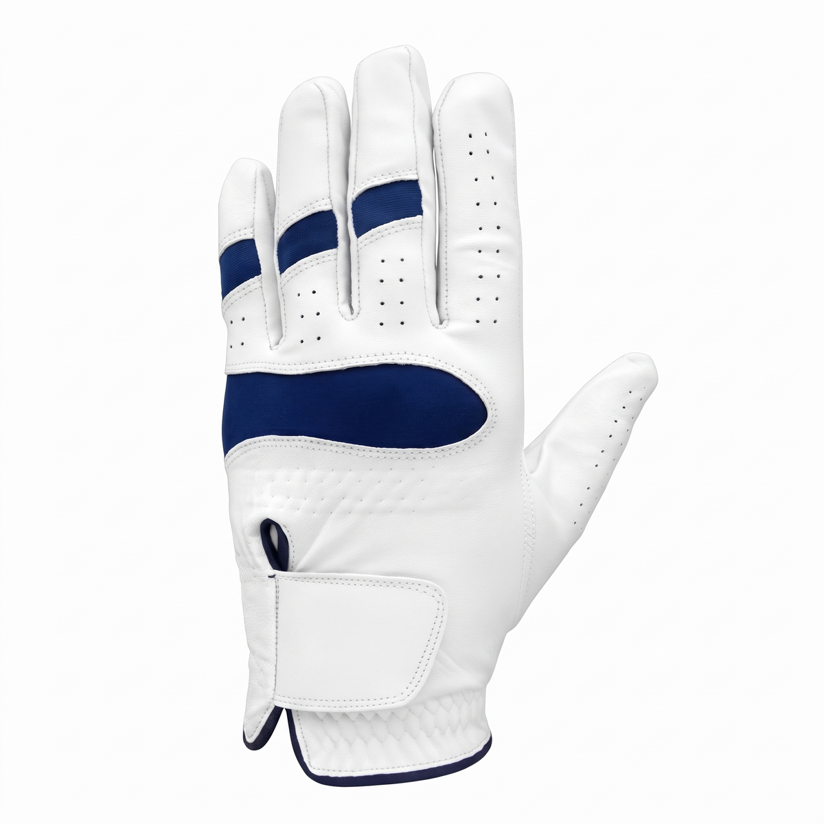 Murbie Fairway G2 white golf glove with navy knuckle and back panels