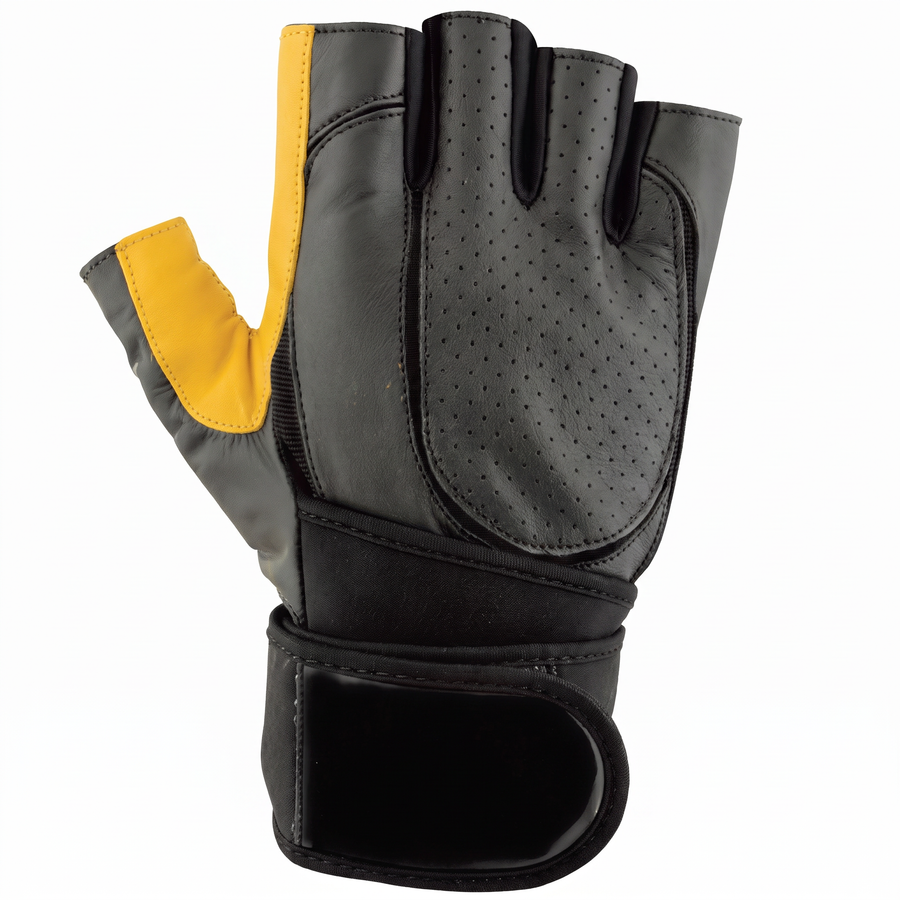 Murbie Iron I2 yellow weightlifting glove with wrist wrap
