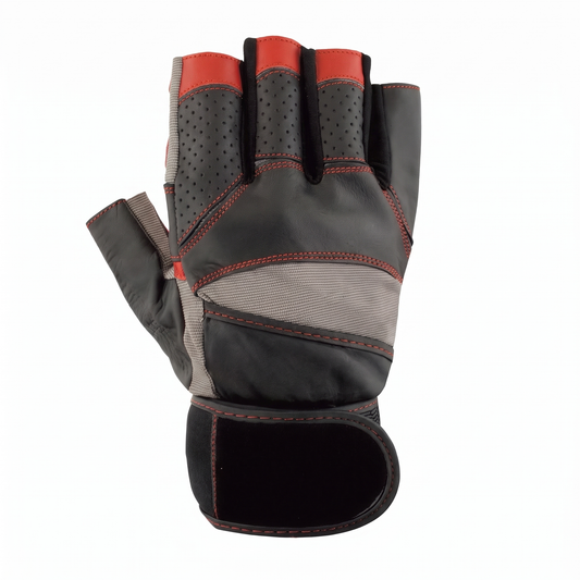 Murbie Iron I1 red weightlifting glove with wrist wrap