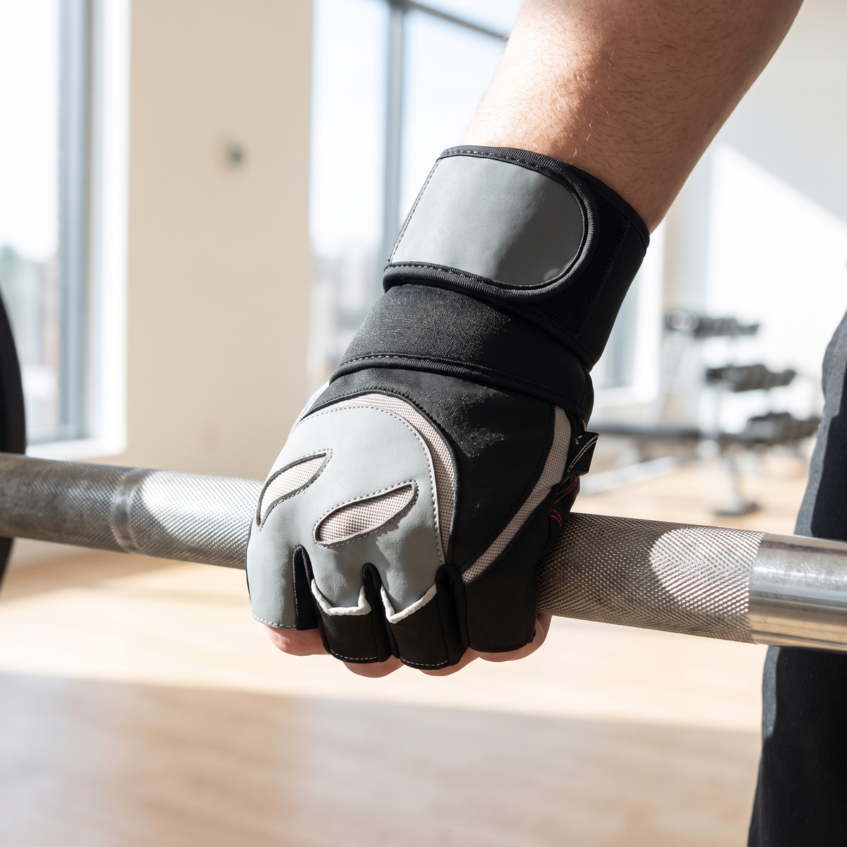 Lifter wearing the Murbie Iron I5 weightlifting gloves in the gym